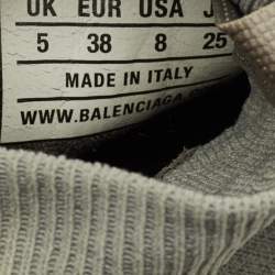 Pre Owned Balenciaga Speed Trainer Size 38 Grey Knit Fabric Lace Up Sneakers
