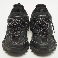 مملوكة مسبقًا Balenciaga Track Size 37 Black Faux Leather and Mesh Low Top Sneakers