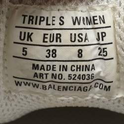 Pre Owned Balenciaga Triple S Size 38 Cream/Grey Leather and Mesh Low Top Sneakers