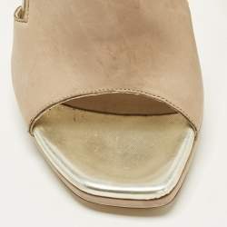 Pre Owned صندل بالنسياغا فتحة كعب جورب مقدمة مفتوحة جلد بني/ أزرق مقاس 40