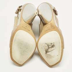 Pre Owned صندل بالنسياغا فتحة كعب جورب مقدمة مفتوحة جلد بني/ أزرق مقاس 40