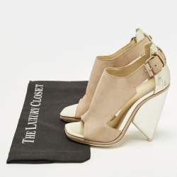 Pre Owned صندل بالنسياغا فتحة كعب جورب مقدمة مفتوحة جلد بني/ أزرق مقاس 40