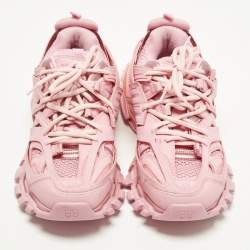 Pre Owned حذاء رياضي بالنسياجا تراك شبك وجلد صناعي وردي برباط مقاس 38