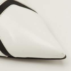 Pre Owned Balenciaga Size 36 White/Black Leather and Elastic Symmetric Ankle Length Boots