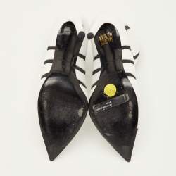 Pre Owned Balenciaga Size 36 White/Black Leather and Elastic Symmetric Ankle Length Boots