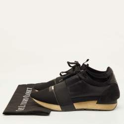 مملوكة مسبقًا Balenciaga Race Runner Size 40 Black Leather, Mesh and Neoprene Low Top Sneakers