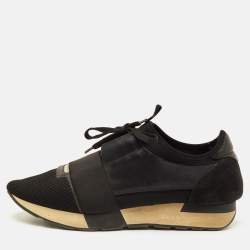 مملوكة مسبقًا Balenciaga Race Runner Size 40 Black Leather, Mesh and Neoprene Low Top Sneakers
