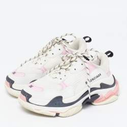 Pre Owned Balenciaga Triple S Size 36 Tricolor Faux Leather and Mesh Low Top Sneakers