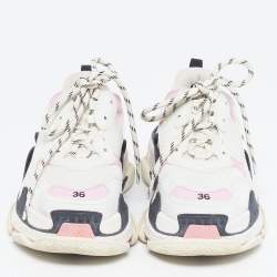 Pre Owned Balenciaga Triple S Size 36 Tricolor Faux Leather and Mesh Low Top Sneakers