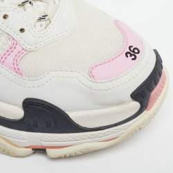 Pre Owned Balenciaga Triple S Size 36 Tricolor Faux Leather and Mesh Low Top Sneakers