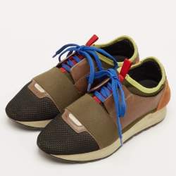 Pre Owned Balenciaga Race Runner Size 37 Multicolor Leather, Mesh and Neoprene Low Top Sneakers