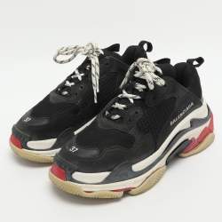 Pre Owned حذاء رياضي بالنسياغا تريبل أس كلير شبك وجلد أبيض/ رصاصي مقاس 38