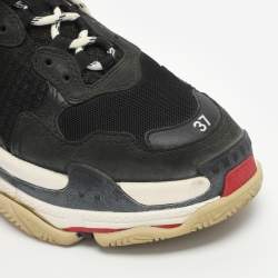 Pre Owned حذاء رياضي بالنسياغا تريبل أس كلير شبك وجلد أبيض/ رصاصي مقاس 38