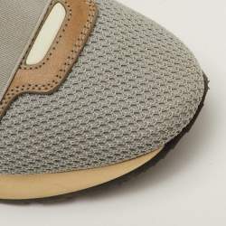 Pre Owned Balenciaga Race Runner Size 36 Grey/Maroon Leather, Mesh and Neoprene Lace Up Sneakers