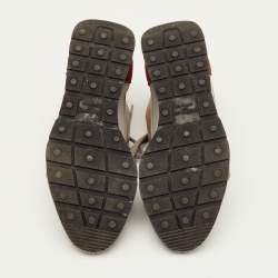 Pre Owned Balenciaga Race Runner Size 36 Grey/Maroon Leather, Mesh and Neoprene Lace Up Sneakers