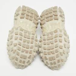 Pre Owned حذاء رياضي بالنسياغا ديفندر مصنوع من جلد صناعي و شبك بيج مقاس 37 مع أربطة