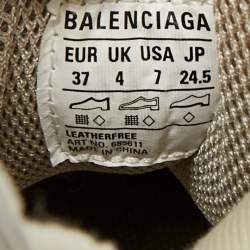 Pre Owned حذاء رياضي بالنسياغا ديفندر مصنوع من جلد صناعي و شبك بيج مقاس 37 مع أربطة