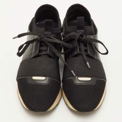 Pre Owned Balenciaga Race Runner Size 37 Black Leather, Mesh and Neoprene Low Top Sneakers