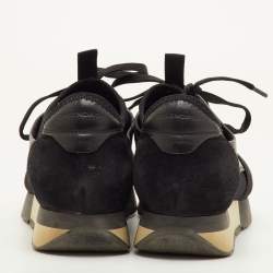 Pre Owned Balenciaga Race Runner Size 37 Black Leather, Mesh and Neoprene Low Top Sneakers
