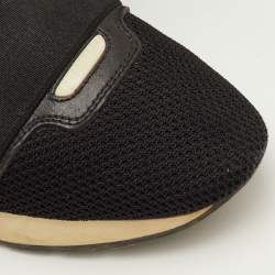 Pre Owned Balenciaga Race Runner Size 37 Black Leather, Mesh and Neoprene Low Top Sneakers