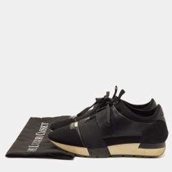 Pre Owned Balenciaga Race Runner Size 37 Black Leather, Mesh and Neoprene Low Top Sneakers