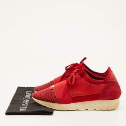 مملوكة مسبقًا Balenciaga Race Runner Size 40 Red Leather, Mesh and Neoprene Low Top Sneakers