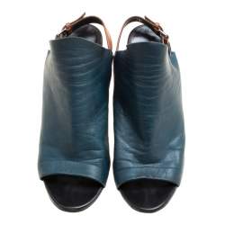 Balenciaga Teal Leather Gloves Wedge Sandals Size 39