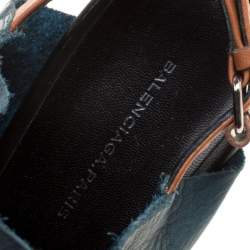 Balenciaga Teal Leather Gloves Wedge Sandals Size 39