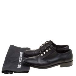 Pre Owned Balenciaga Black Leather Stud Embellished Oxfords Size 39.5