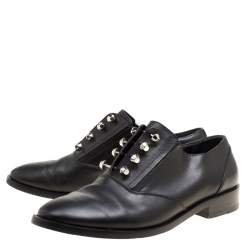 Pre Owned Balenciaga Black Leather Stud Embellished Oxfords Size 39.5