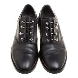 Pre Owned Balenciaga Black Leather Stud Embellished Oxfords Size 39.5