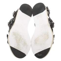 Balenciaga Black leather Gladiator Flat Sandals Size 35.5