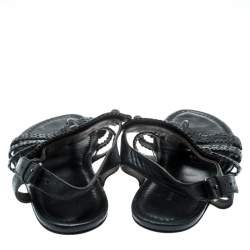 Pre Owned صندل بالنسياغا فلات سير T ارينا جلد أسود مقاس 37