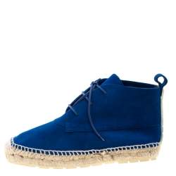 مملوكة مسبقًا Balenciaga Blue Suede Chukka Espadrille Boots Size 38
