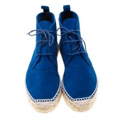 مملوكة مسبقًا Balenciaga Blue Suede Chukka Espadrille Boots Size 38