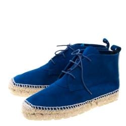 مملوكة مسبقًا Balenciaga Blue Suede Chukka Espadrille Boots Size 38