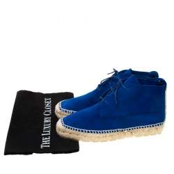 مملوكة مسبقًا Balenciaga Blue Suede Chukka Espadrille Boots Size 38