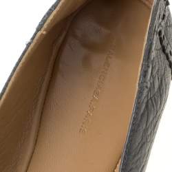 Pre Owned حذاء باليرينا فلات بالنسياغا جلد رصاصي بروغ أرينا مرصع مقاس 39.5