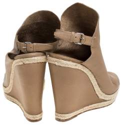 Balenciaga Beige Leather Espadrilles Wedges Platform Sandals Size 39