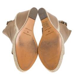 Balenciaga Beige Leather Espadrilles Wedges Platform Sandals Size 39