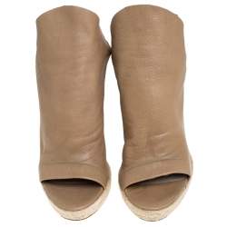 Balenciaga Beige Leather Espadrilles Wedges Platform Sandals Size 39
