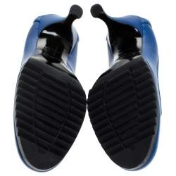 Pre Owned Balenciaga Blue Leather Loafer Pumps Size 37