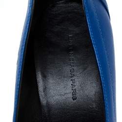 Pre Owned Balenciaga Blue Leather Loafer Pumps Size 37