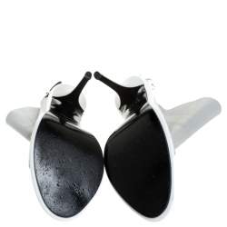 Pre Owned Balenciaga Grey/White Leather Glove Peep Toe Sandals Size 41