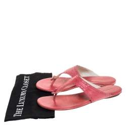 Pre Owned Balenciaga Pink Brogue Leather Thong Flats Size 39