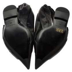مملوكة مسبقًا Balenciaga Black Leather Knife Pointed Toe Slingback Flats Size 39