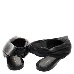 مملوكة مسبقًا Balenciaga Black Leather Knife Pointed Toe Slingback Flats Size 39