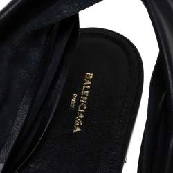 مملوكة مسبقًا Balenciaga Black Leather Knife Pointed Toe Slingback Flats Size 39