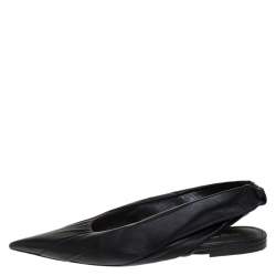 مملوكة مسبقًا Balenciaga Black Leather Knife Pointed Toe Slingback Flats Size 39