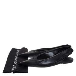 مملوكة مسبقًا Balenciaga Black Leather Knife Pointed Toe Slingback Flats Size 39